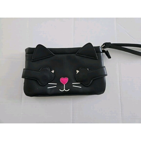 Luv Betsey Johnson Peek A Boo Peekaboo Cat Double Pouch Wristlet/Clutch Bag - Picture 1 of 9